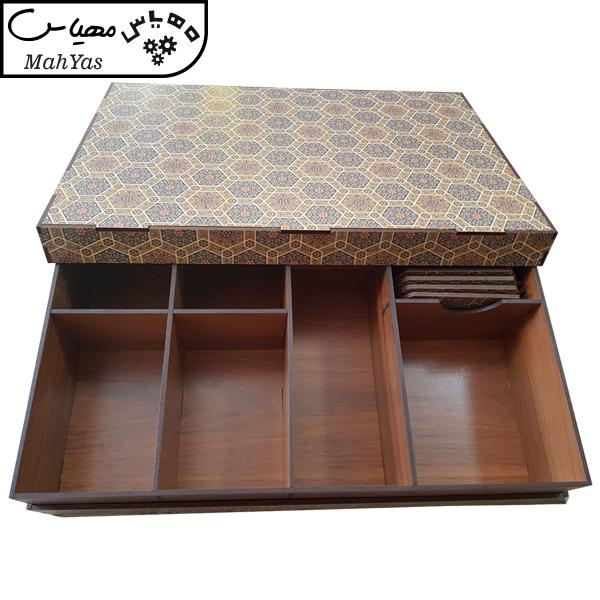 جعبه رومیزی تی بگ و تنقلات و زیر لیوانی مدل کویر کد KU18