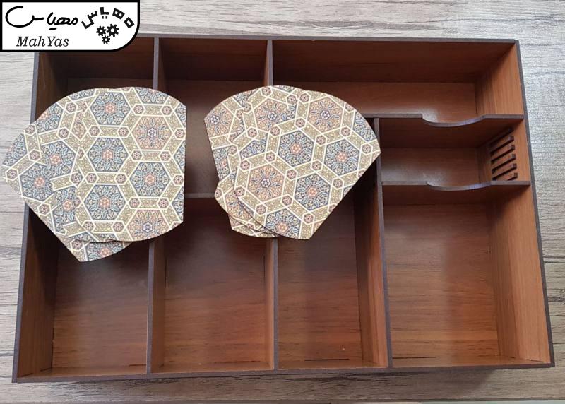 جعبه رومیزی تی بگ و تنقلات و زیر لیوانی مدل کویر کد KU18