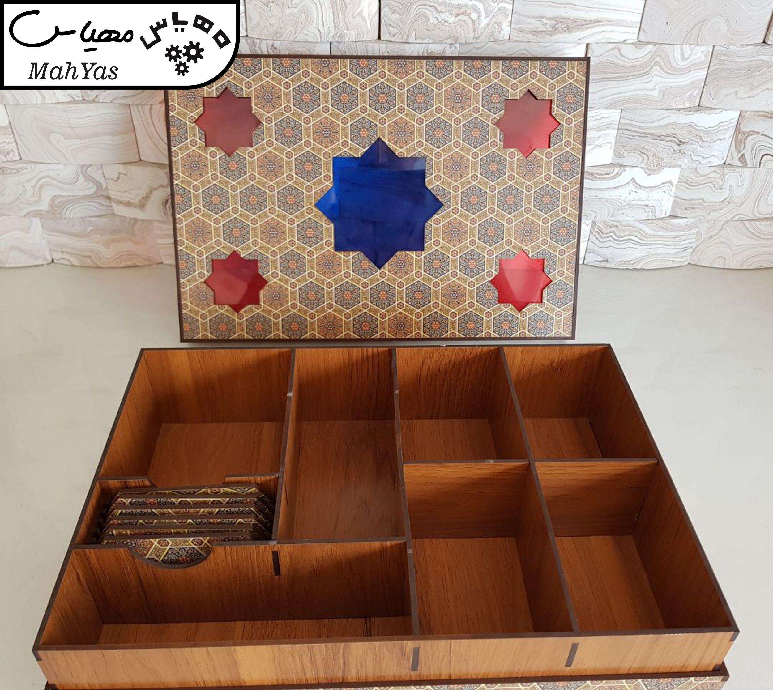 جعبه رومیزی تی بگ و تنقلات و زیر لیوانی مدل کویر کد KJ45