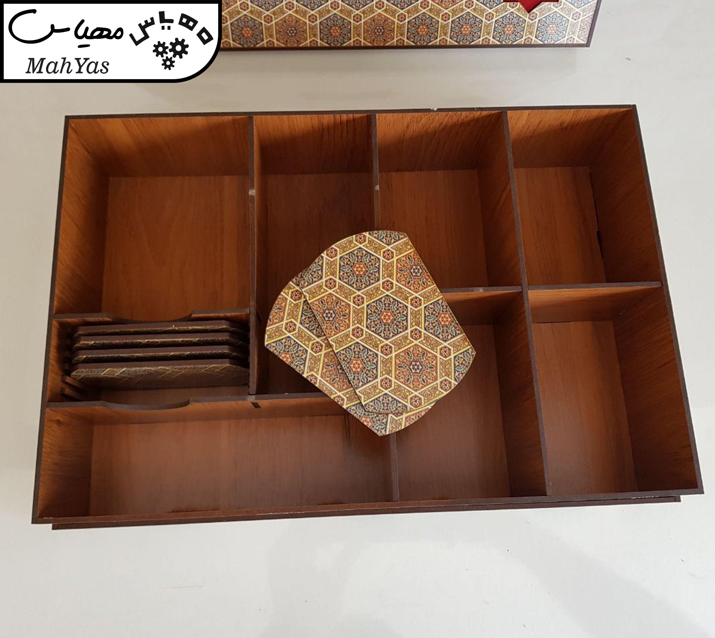 جعبه رومیزی تی بگ و تنقلات و زیر لیوانی مدل کویر کد KJ45