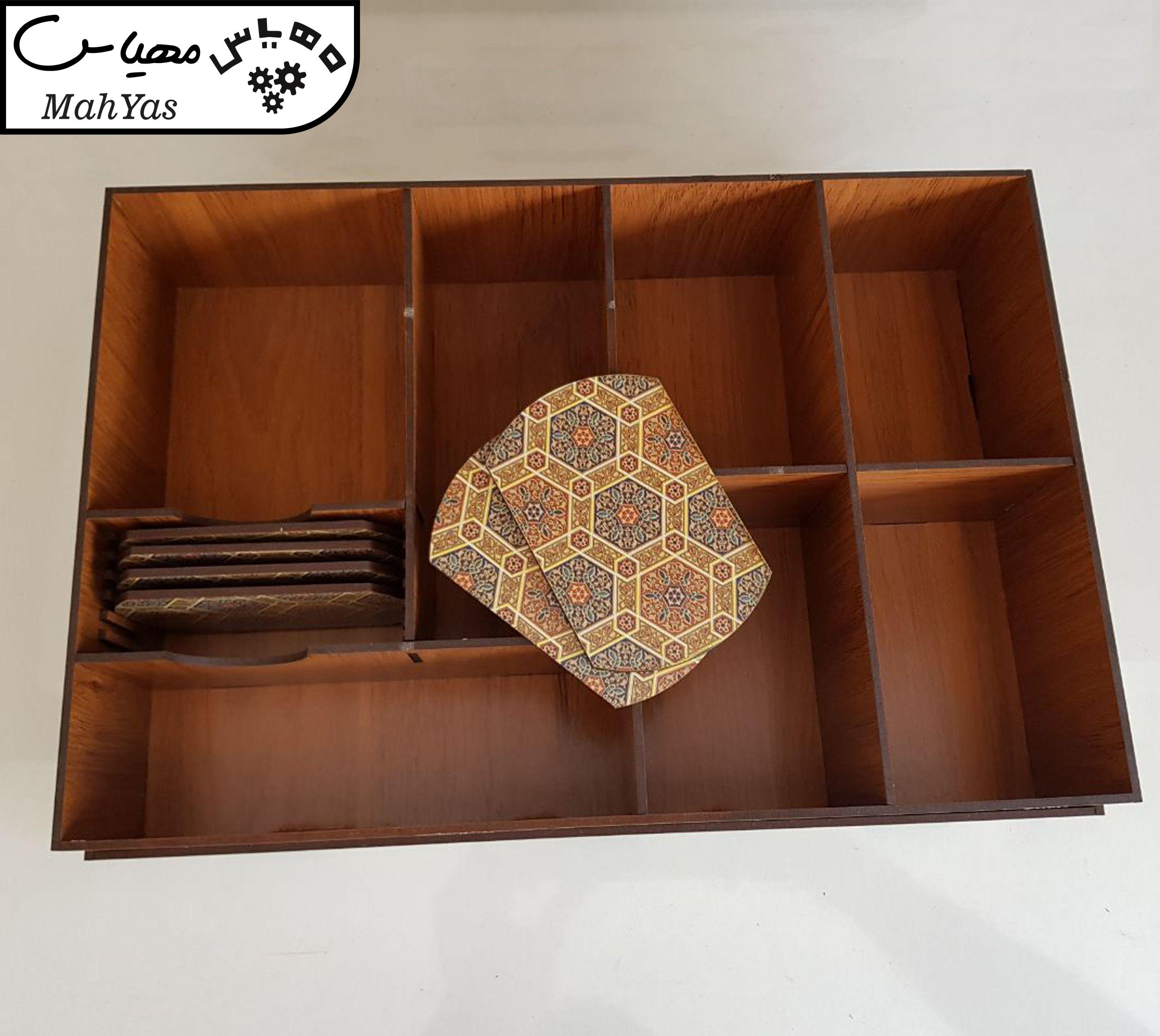 جعبه رومیزی تی بگ و تنقلات و زیر لیوانی مدل کویر کد KJ48