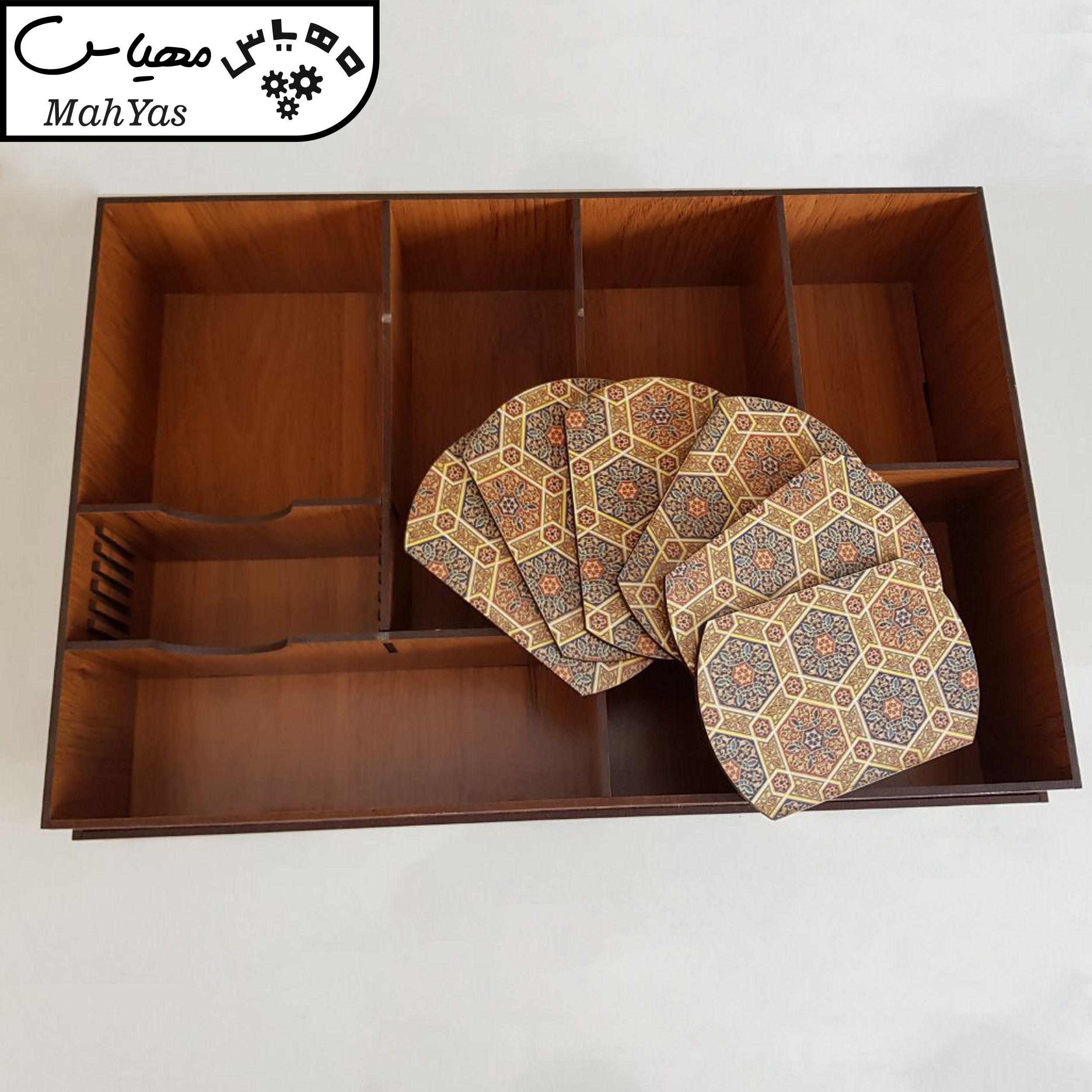 جعبه رومیزی تی بگ و تنقلات و زیر لیوانی مدل کویر کد KJ48