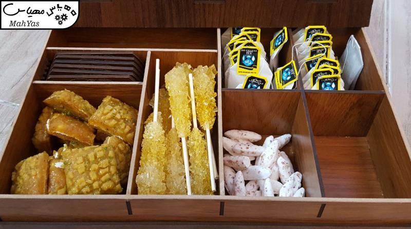 جعبه رومیزی تنقلات و چای کیسه ای و زیر لیوانی مدل Glori کد KU25