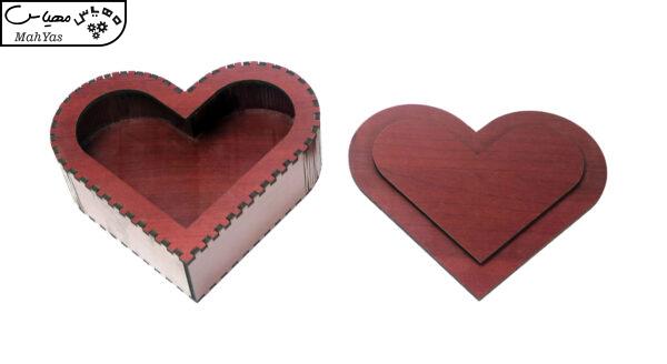 جعبه هدیه چوبی مرکوری شاپ مدل قلب کد 051003 سایز 4 × 9 × 9