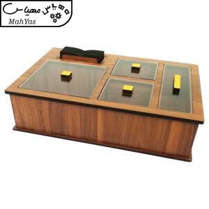 جعبه رومیزی تی بگ و تنقلات و زیرلیوانی مدل DR_BEST