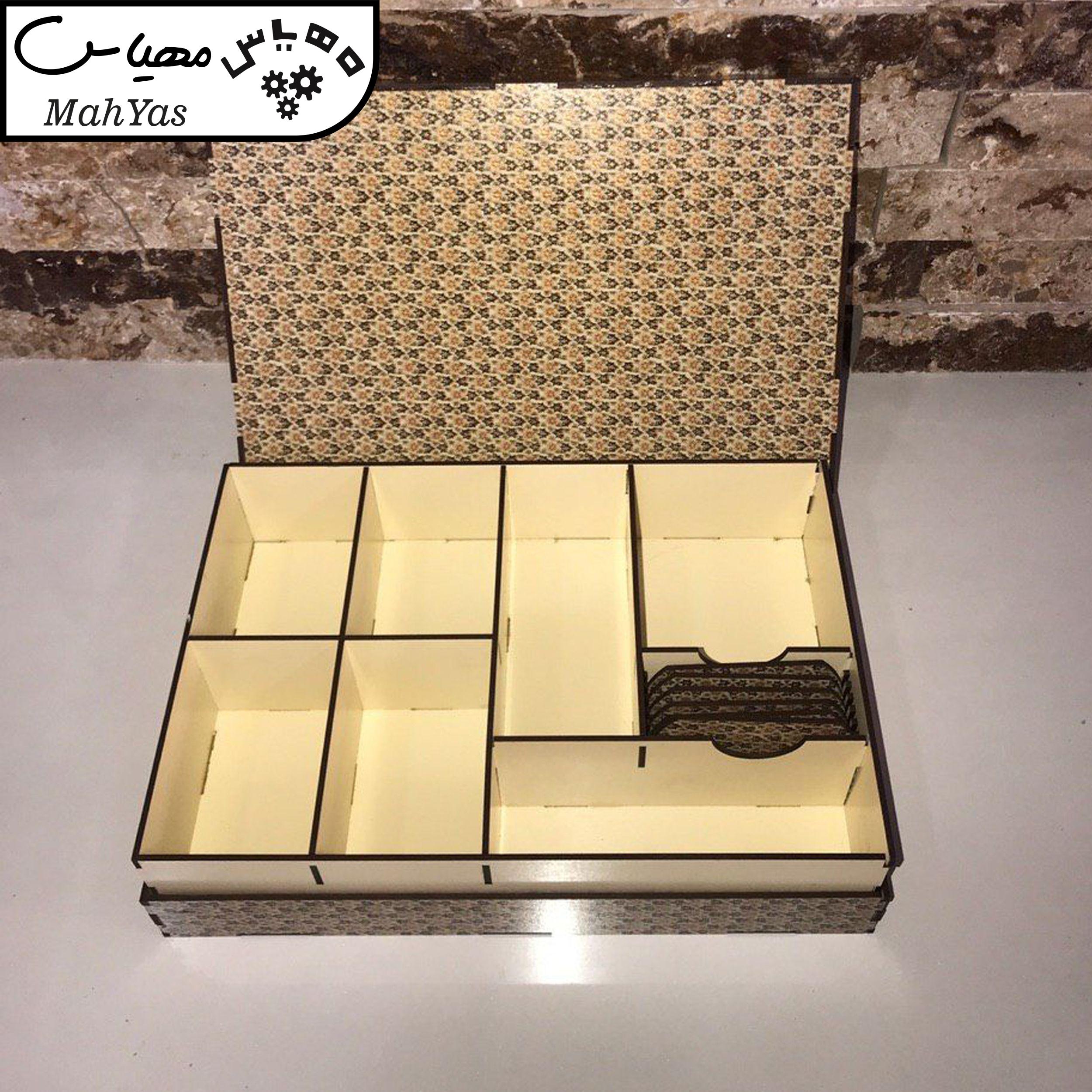 جعبه رومیزی تی بگ و تنقلات و زیر لیوانی مدل اصفهان کد KL34