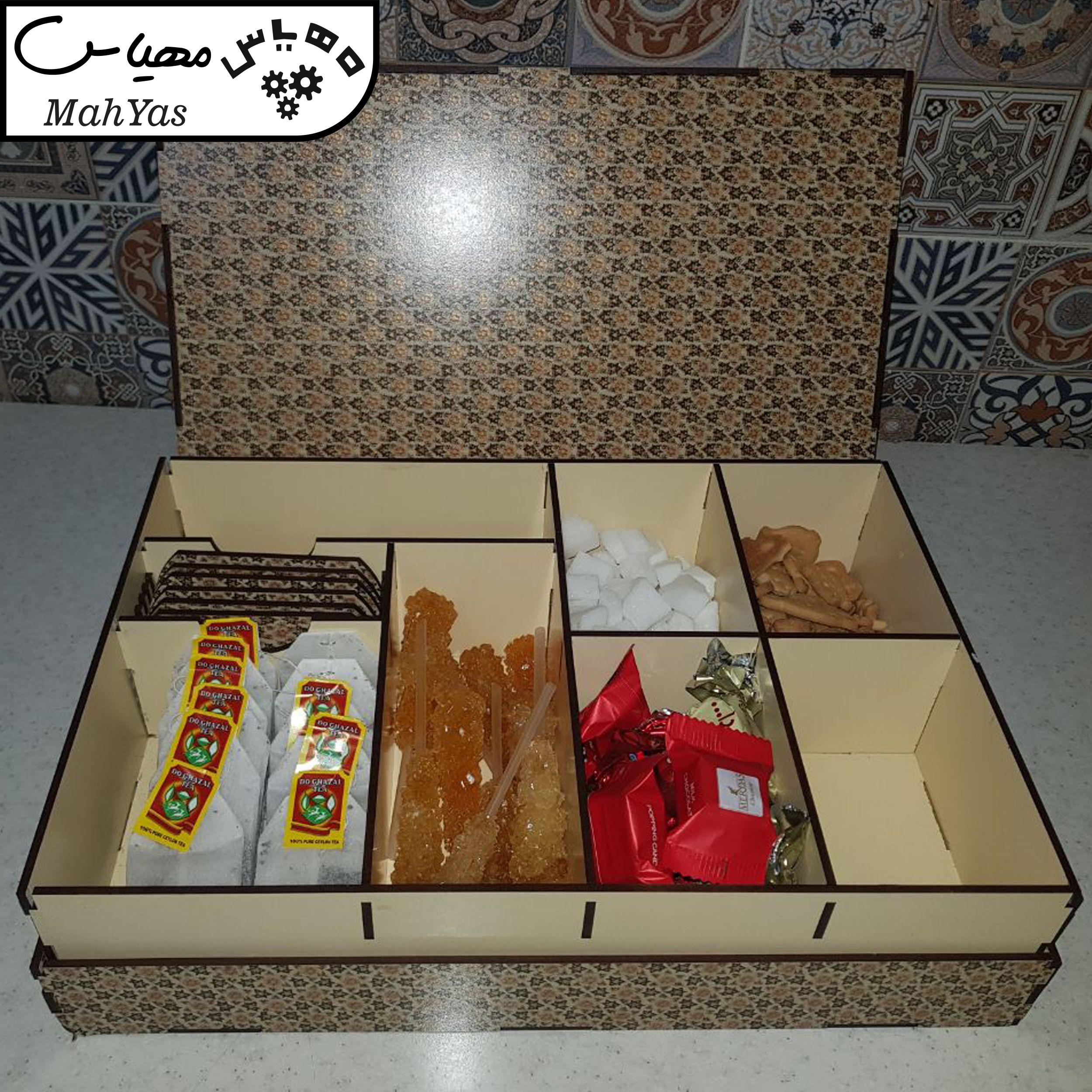 جعبه رومیزی تی بگ و تنقلات و زیر لیوانی مدل اصفهان کد KL34