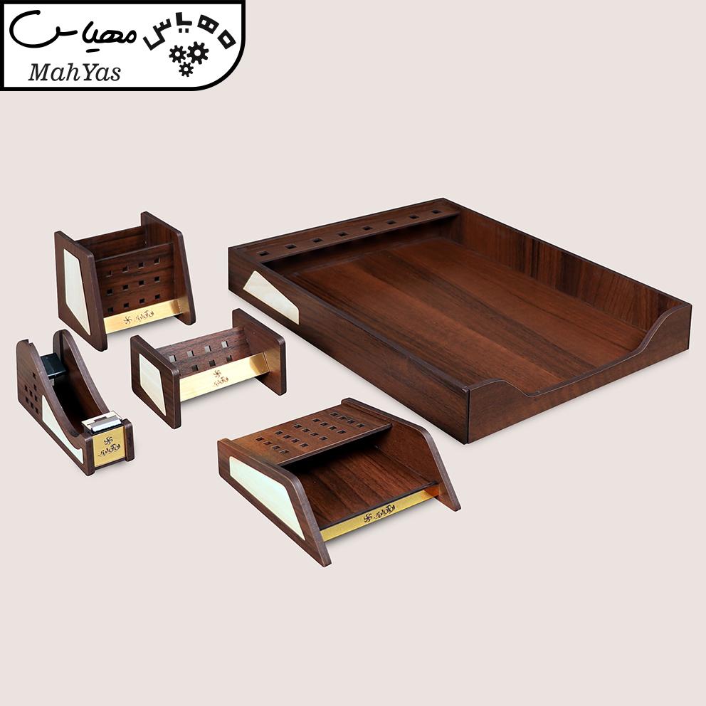 ست لوازم اداری رومیزی لوگولیزر مدل AMAZON BD مجموعه 5 عددی