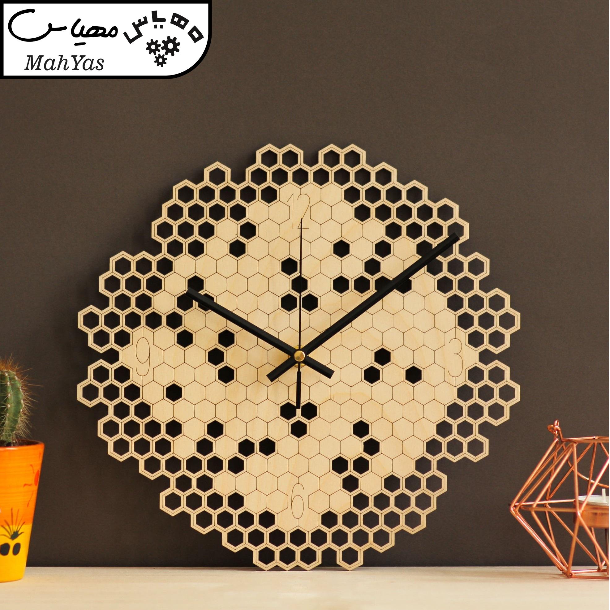 ساعت دیواری دکونوشاپ طرح کندو عسل