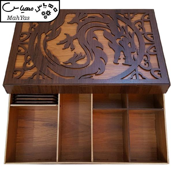 جعبه رومیزی تی بگ و تنقلات و زیر لیوانی مدل nova کد KU27