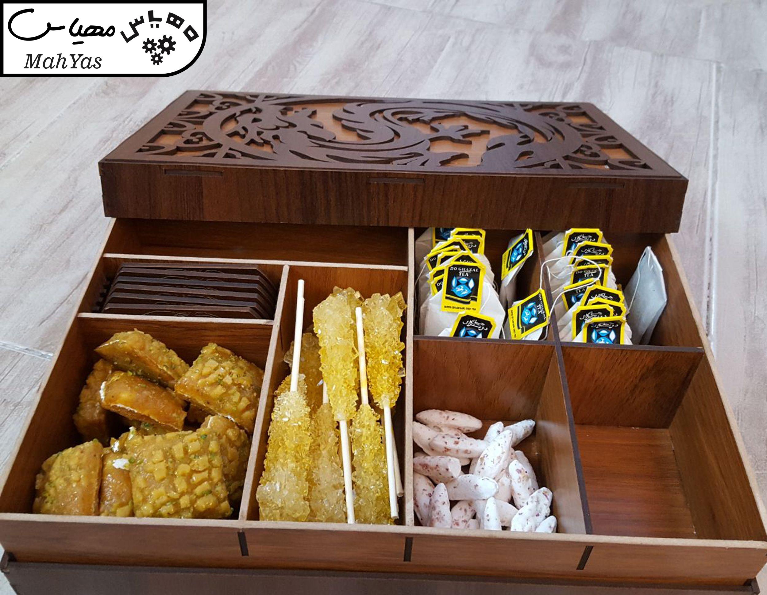 جعبه رومیزی تی بگ و تنقلات و زیر لیوانی مدل nova کد KU27