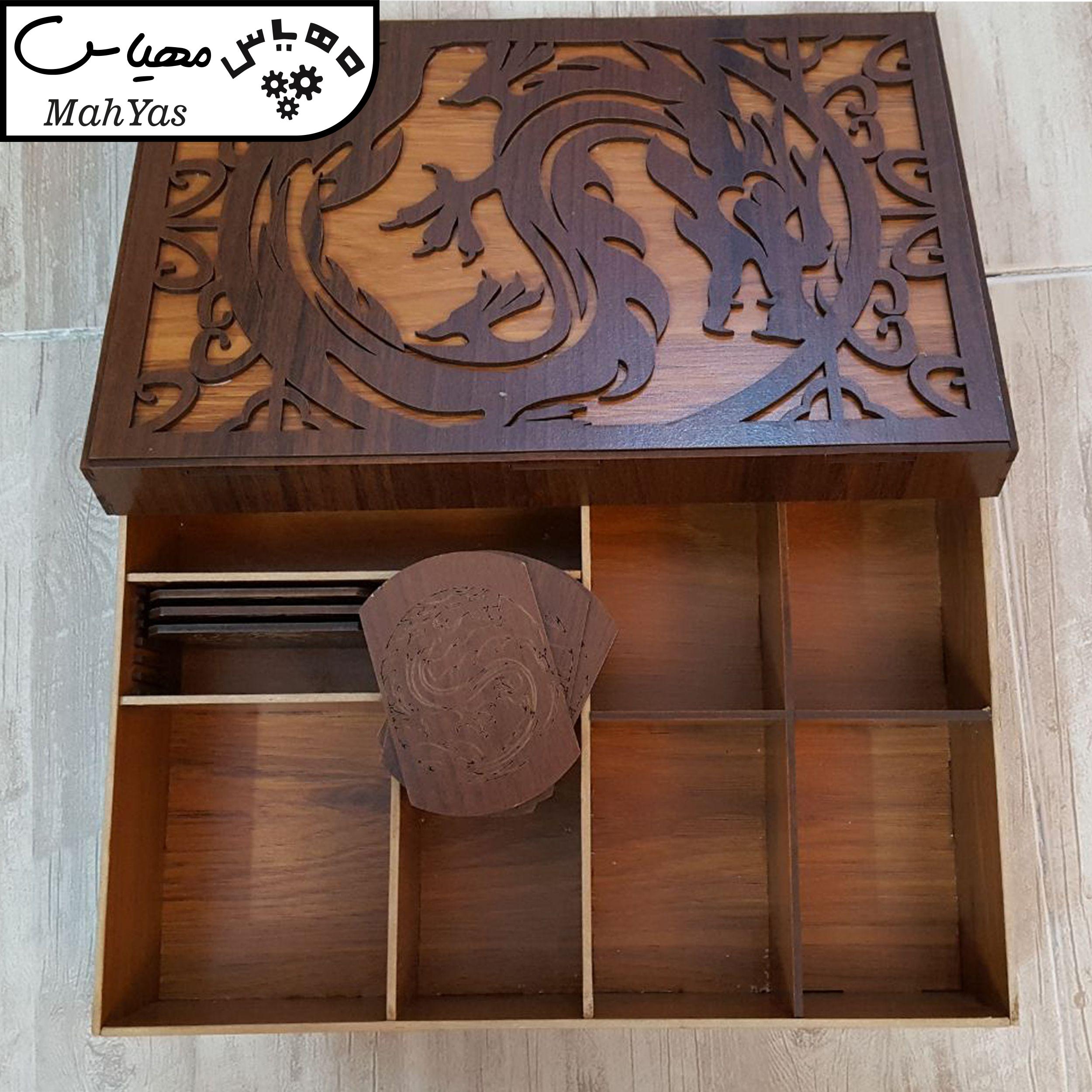 جعبه رومیزی تی بگ و تنقلات و زیر لیوانی مدل nova کد KU27