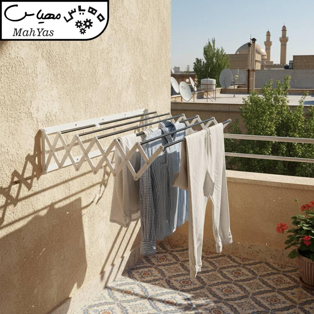 بند رخت استیل ضدزنگ مهیاس مدل آکاردئونی - Image 2